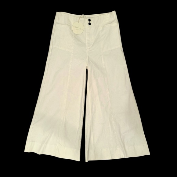 Extra Wide -Leg Denim Pants, Cream Color-NWT-Sz Large Casual Boho - Picture 1 of 8